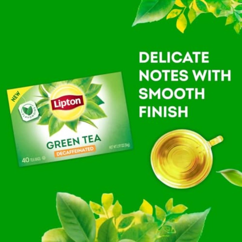 Lipton Decaf Green Tea Bags, Unsweetened Iced or Hot Tea