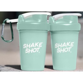 Shake Shot Solid 4 oz Mini Pre-workout & Supplement Bottle with Clip & Shaker Ball Dishwasher Safe BPA Free Phthalate Free:_2 Green Bottles