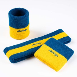 Muztaga Sports Wristbands for Men & Women - Blue & Yellow Two-Tone Soft Breathable Terry Cloth | Moisture Wicking, Durable Comfort for Basketball, Tennis, Gym, Yoga, Running, Workout