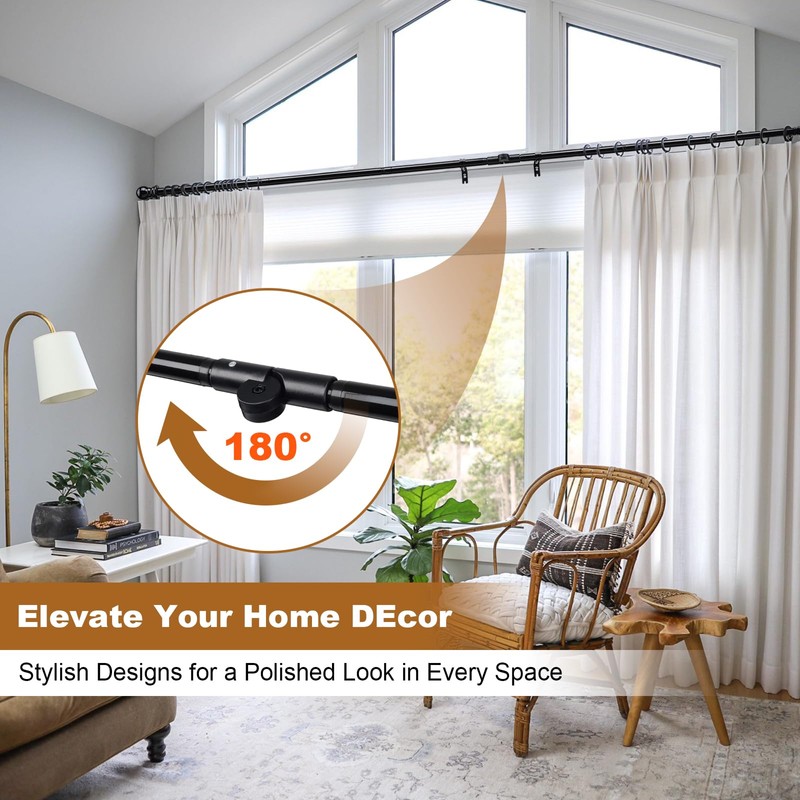 Corner Curtain Rod for Windows - L Shaped 30 to