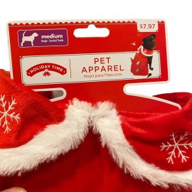 Holiday Time Pet Apparel Christmas Dress Medium Dog Costume Red