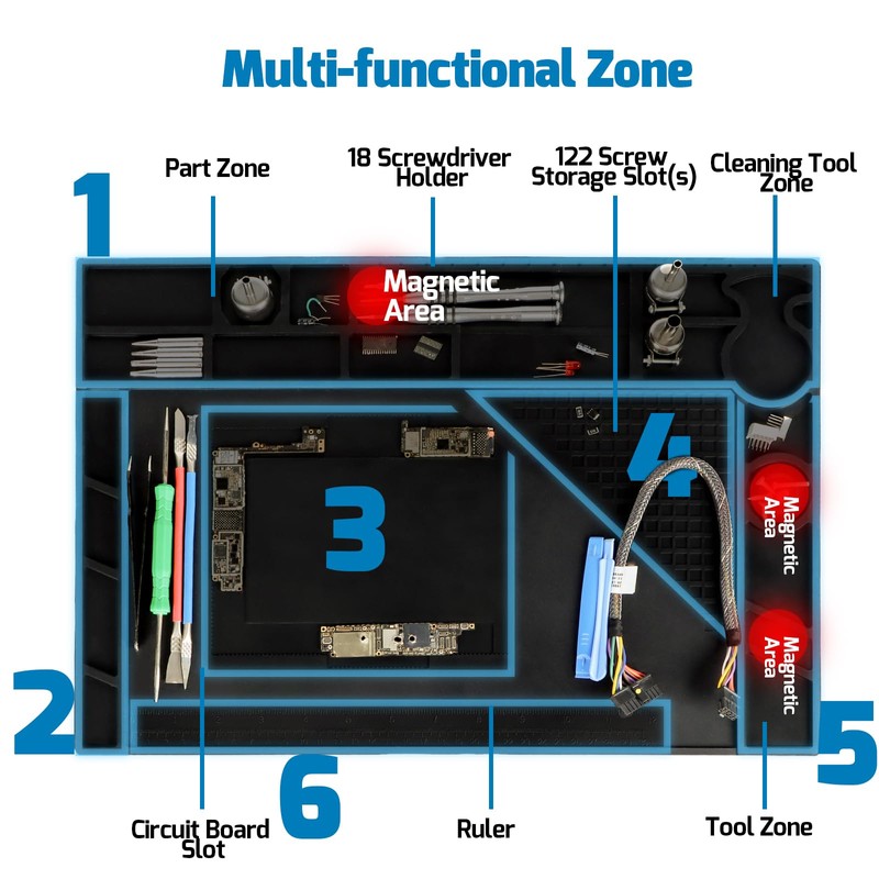 WEP M170 Silicone Soldering Mat 17.3x12.2 inches Heat-resistant with 8