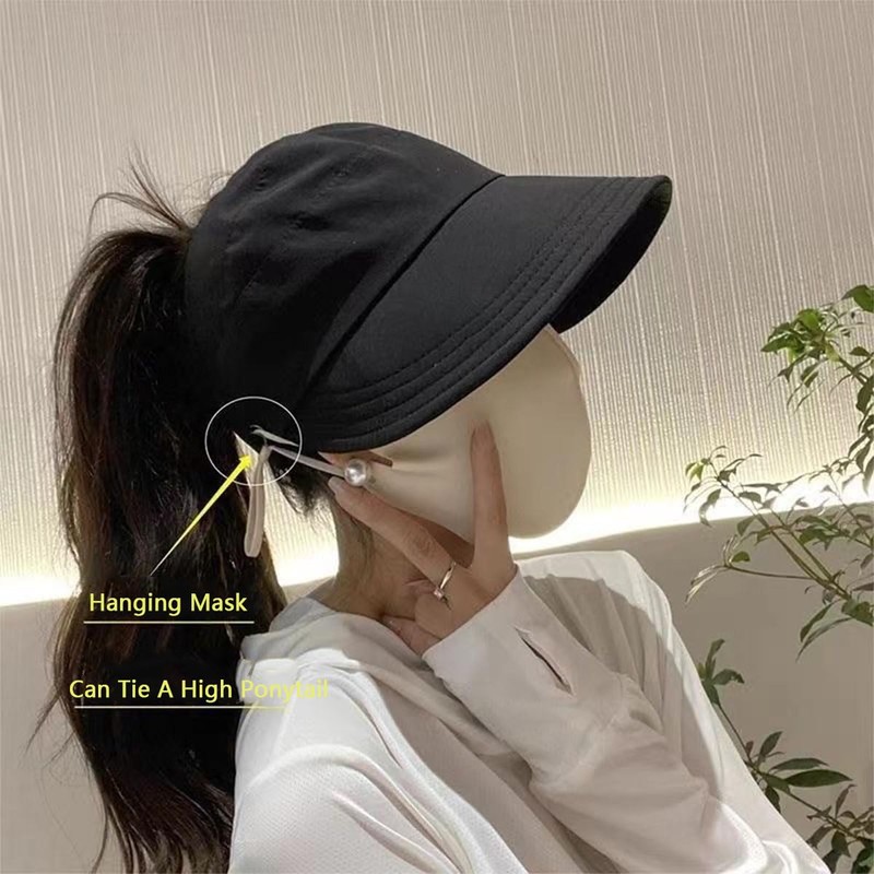 BUDUBIBI Summer Sun Hat, Women's Ponytail Baseball Cap, Outdoor Hollow