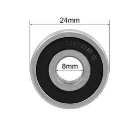 sourcing map 628-2RS Deep Groove Ball Bearing Z2 8 mm x 24 mm x 8 mm Double Shielded Carbon Steel Pack of 2