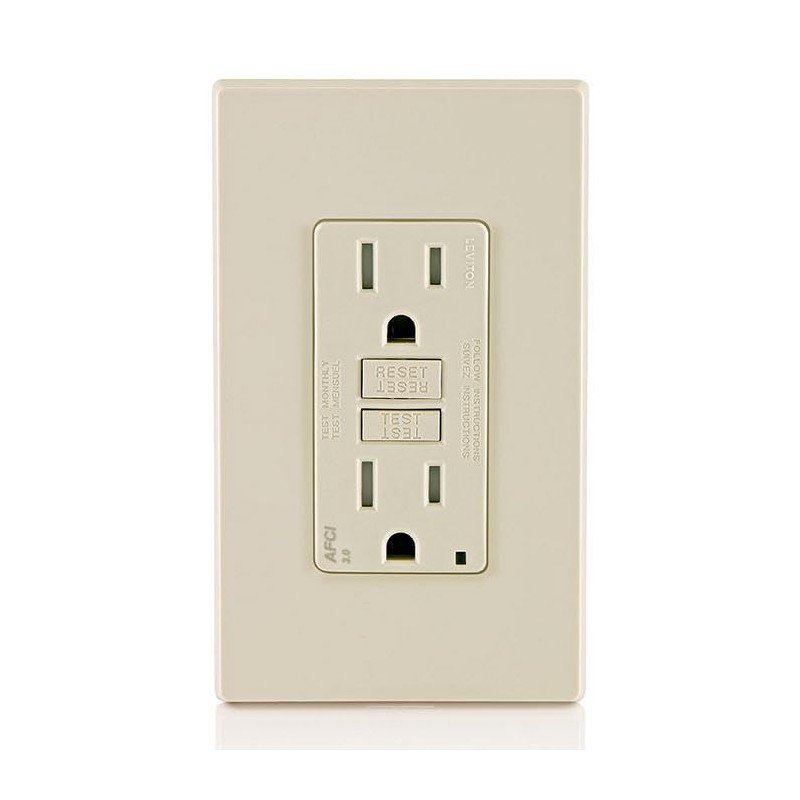 Leviton AFCI Outlet, 15 Amp, Self Test, Tamper-Resistant with LED