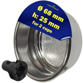 Coffee Filter Stainless Steel 2 Cups and Pen Frothing Cream - Size Diameter 68 mm Height - 27 mm - for Gaggia - Suitable for All Models - Coffee Strainer is Suitable as Portafilter Accessory -