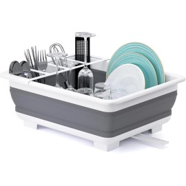 THANSTAR Collapsible Dish Drying Rack Portable Dinnerware Drainer Organizer