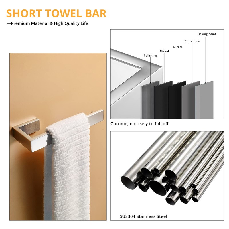 Fapully 5 Piece Bathroom Hardware Accessories Set Stainless Steel Wall