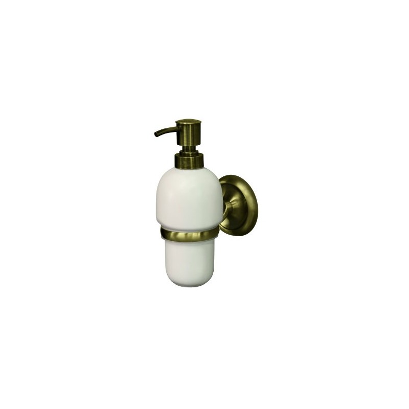 Bisk 02213 Deco Ceramic Soap Dispenser in Antique Brass Holder,