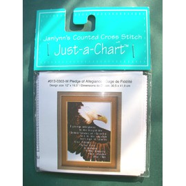 Janlynn's Just-A-Chart Counted Cross Stitch BALD EAGLE & PLEDGE OF ALLEGIANCE