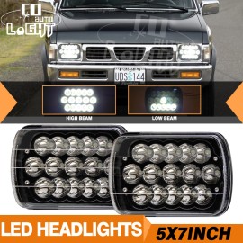 Colight For Nissan D21 Pickup 1986-1994 PAIR 7x6" 5X7 LED Headlights Hi-Lo DRL H4 Bulb