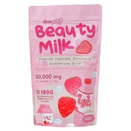 Dear Face Beauty Milk Japanese Collagen STRAWBERRY Drink, 10 Sachets X 18g