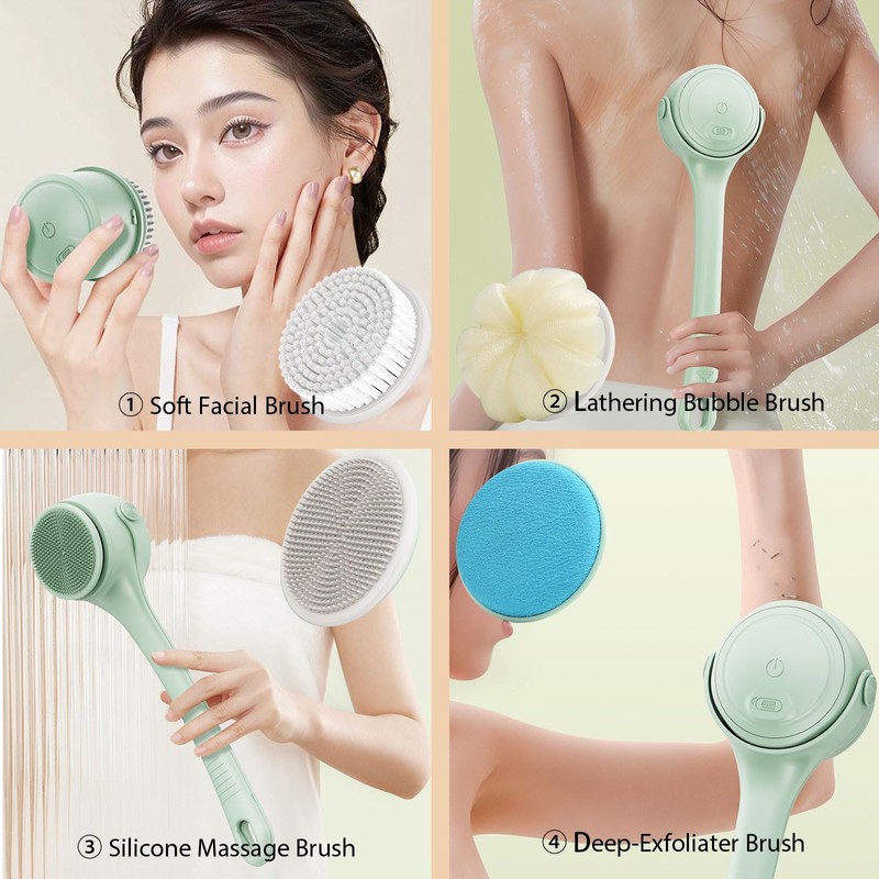 Electric Body Brush, 4 in 1 Back Scrubber for Shower,