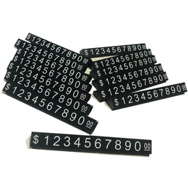 Price Tag Cube Adjustable Assembly Number Angled Pricing Counter Display Stand Label Sale Price 14 Sets (Black, Large)