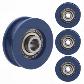 U-Groove Pulley, Pack of 4, 5 x 25.5 x 8.5 mm, U-Groove Roller Guide Wheel, Nylon Guide Roller Wheel Ball for Doors and Windows, Cupboards, Drawers, Blue