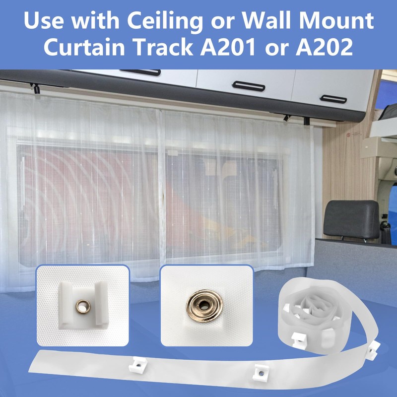 RV Curtain Glide Tape A115 for RV Curtains Clear Glide