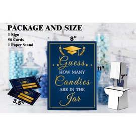 Graduation Candy Guessing Game, Guess How Many Candies Are In The Jar (Pack of 1 Sign And 50 Guessing Cards), Graduation Decorations, Graduation Party Game, Graduation Party Supplies (02)