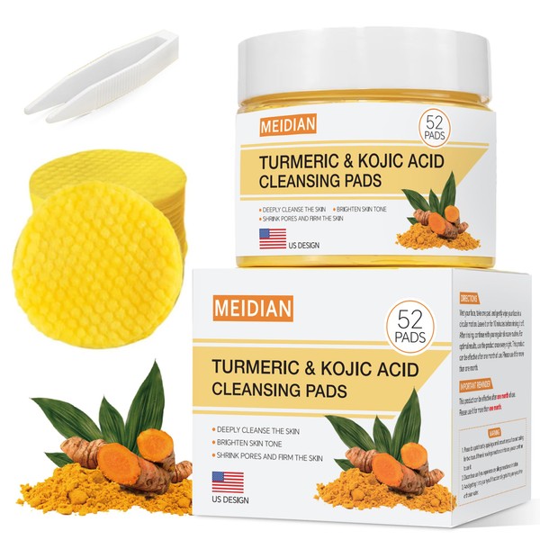 Kojic Acid and Turmeric Cleansing Pads, 52 Pcs Scrub Pads