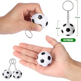 24 Piezas Llaveros de Fútbol, Llaveros de Pelota de Estrés, Llaveros de Balón Deportivos, Mini Pelotas Antiestrés de Fútbol, Juguete de Llaveros de Balón de Fútbol y Baloncesto Como Recuerdo de Fiesta