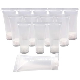 20Pcs 0.5oz(15ml) Plastic Flip Split Cosmetic Squeeze Bottle Refillable Empty Squeeze Soft Tube Travel Size Toiletry Containers for Shampoo Facial Cleaning Shower Gel (Clear)