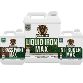 PetraTools Lawn Revival Bundle – Liquid Iron (1 Gal), Liquid Nitrogen Fertilizer (32 Oz), & PetraMax Green Grass Paint (32 Oz) for a Greener, Healthier Law