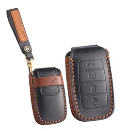 ontto Car key cover fit for Dodge RAM 1500 2500 3500 4500 5500 2019-2024 crazy horse leather key case holder keyring keychain Smart Key Shell bag protector Accessories 4 buttons Black