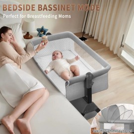 HDJ Baby Bassinet Bedside Crib Infant Sleeper Bed Cradle Newborn with Storage Basket