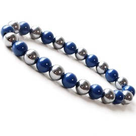 GOLD STONE Terahertz Ore, Northern Stone Blue Bracelet, 0.3 inches (8 mm), Far Infrared Power Stone, Inner Perimeter, Approx. 8.3 inches (21 cm), Ceramic Stone