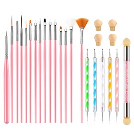 SHULLIN 21 Stück Nagel Pinsel Set Acryl Nagel Kunst Pinsel UV Gel Nail Art Pinsel Sponge Brush Nagelbürste Nail Art Rendering Werkzeuge Nägel Art Pinsel set Malerei Pen für Gelnägel Nail Art Design