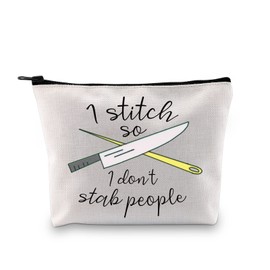 GJTIM Needleworker Gift Cross Stitch Project Bag - I Stitch So I Don't Stab People Sewing Project Bag for Cross Stitch Lover