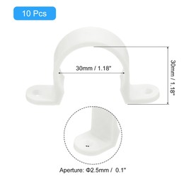 sourcing map 10Pcs PVC Pipe Straps, 32mm Plastic Conduit Strap, Two Hole PVC Pipe Clips for Tube, PVC Pipes, Conduit, Cables, Wire, Cord, Light Grey