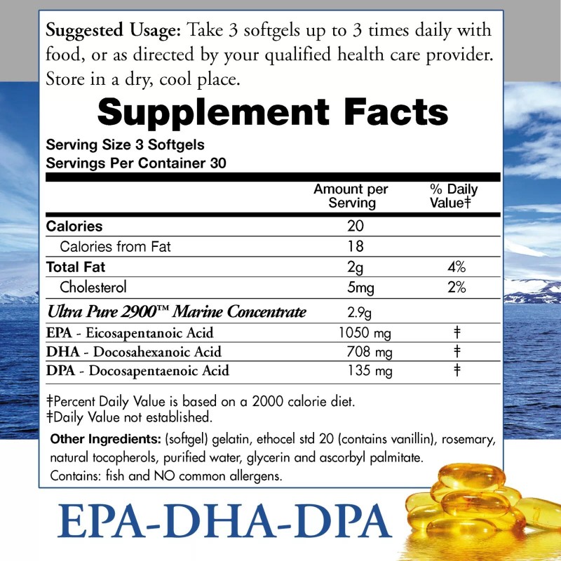 EcoStream Naturals Natural Wild Omega 3 Fish Oil EPA-DHA-DPA Soft-Gels