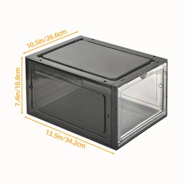 Hat Organizer Box,Stackable Clear Baseball Caps Holder Box Containers with Magnetic Door for Hats Snapback Cap Storage,Clear Hat Storage with Magnetic Door, Holds 20 Hats (black clear, 2 pack)