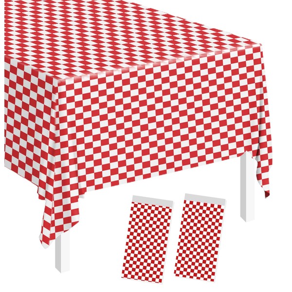 SietDESEO 2 Pack Red and White Checkered Tablecloth 54 x