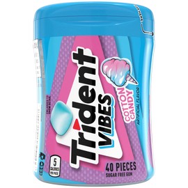 Trident Vibes Cotton Candy Sugar Free Chewing Gum, 40 Piece Bottle