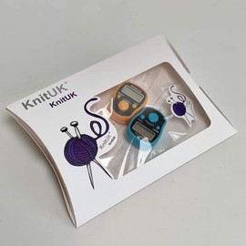 KnitUK Tally Counter - LED Backlight. Pack of 2. Turquoise and Orange Digital Knitting Row Counters.