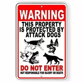 Does Not Apply Warning Property Protected By Attack Dogs Do Not Enter Security Sign / Decal  - Magnetic Sign 5" x 7"