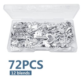 72pcs Antique Silver Healthy Tooth Teeth Charms Dentist Dental Hygienist Pendants with A Box Crafts Supplies for DIY Jewelry Necklace Bracelet Making
