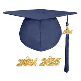 GradPlaza Matte Graduation Cap with Tassel Graduation hat for High School College Adult 2024 and 2025 Navy Blue