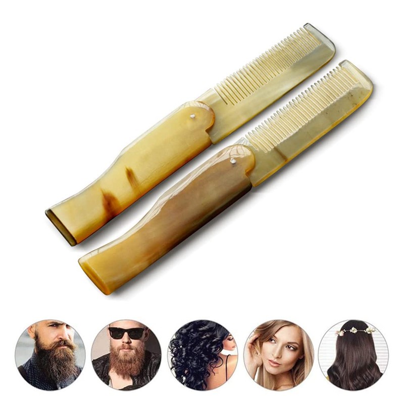 Yak Horn Foldable Beard Combs for Men Pocket Fine Tooth