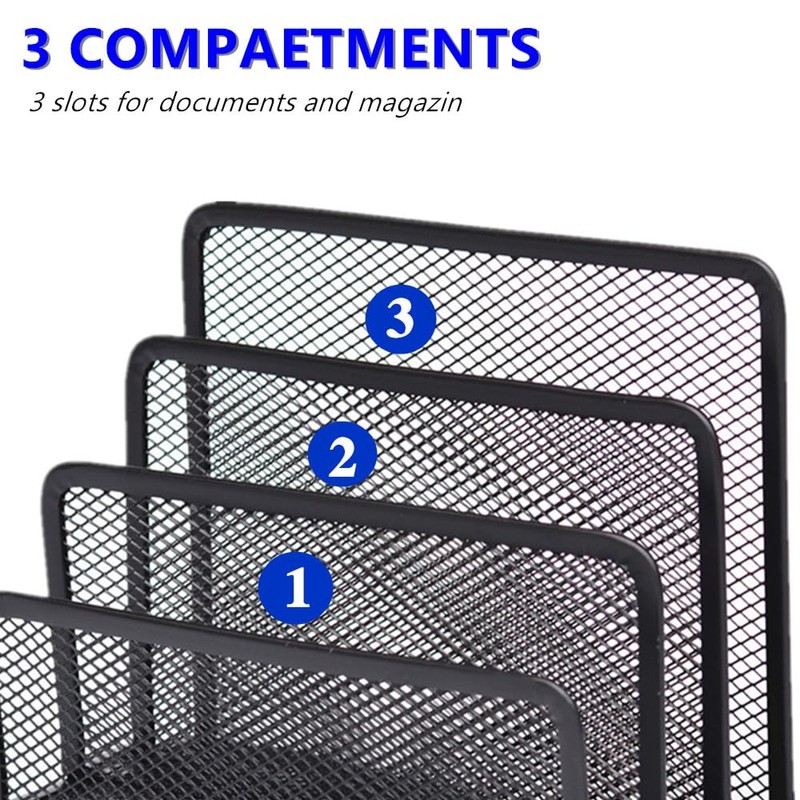 Desk File Holder, 3 Tier Metal Mesh Mail Sorter Magazine