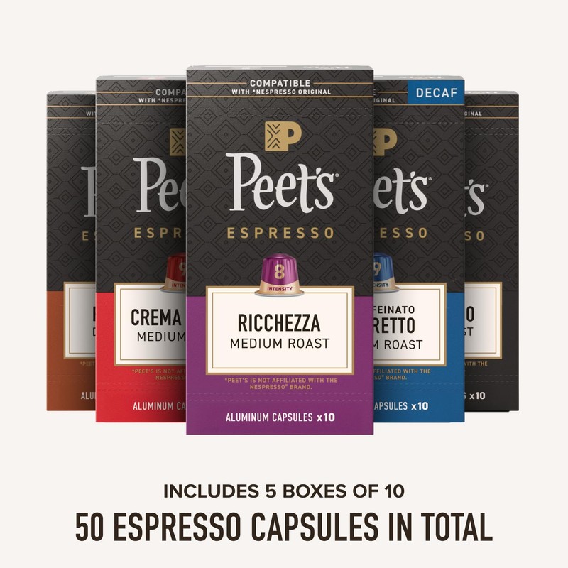 Peet's Coffee, Dark and Medium Roast Espresso Capsules Variety Pack