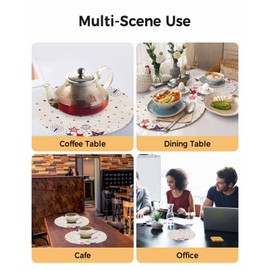 Patriotic Round Braided Placemats Set of 2 4th of July Red Blue Stars Firework American Flag Retro Round Placemats for Dining Tables Kitchen Decoration 15 inch Star Round Table Mats