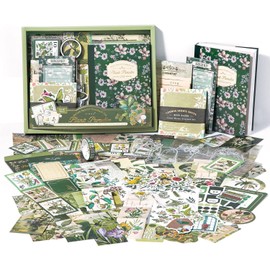 HomeChi Kit Estético de Álbumes de Recortes 308 Piezas, Kit de Decoración para Bullet Journal con Pegatinas y Elementos, Suministros Para Diario DIY Regalo Ideal para para Niñas y Amigas (Verde)
