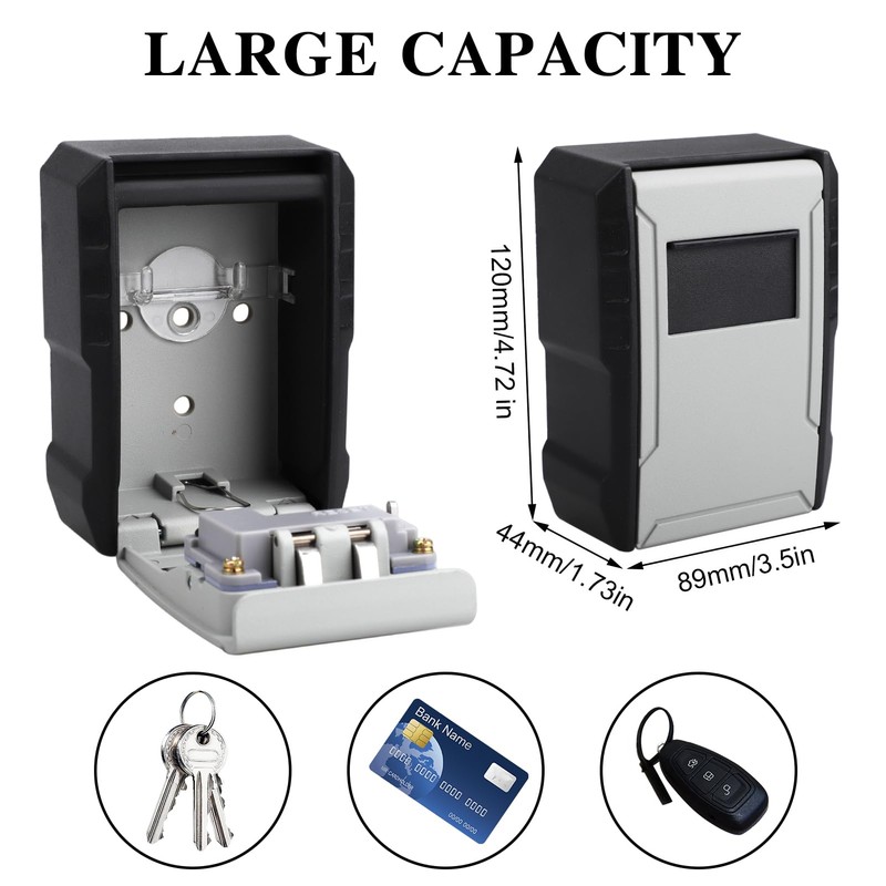 Wall Mounted Key Safe with Combination Code, Weatherproof Key Safe