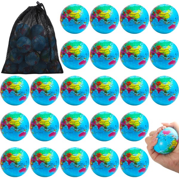 Cptoion Pack of 24 Stress Ball Globe Small, 6.35 cm