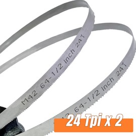 Bandsaw Blades for Horizontal Metal Cutting, 64-1/2 x 1/2 x 0.02 Inch, Band Saw Blades, Bi-Metal M42, 24 TPI, 2 Pack