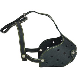 Real Leather Cage Basket Secure Dog Muzzle - Great Dane, Saint Bernard, Mastiff(Circumference 17", Snout Length 5")