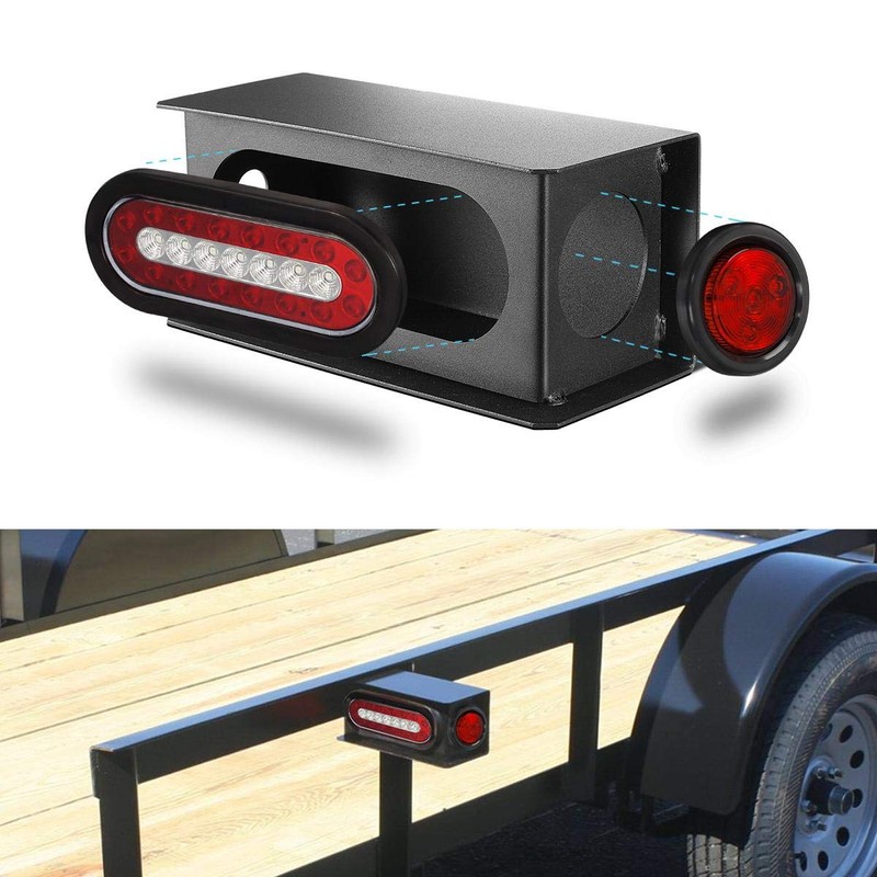 Partsam 2Pcs Steel Trailer Light Boxes Housing Kit, 6" Oval