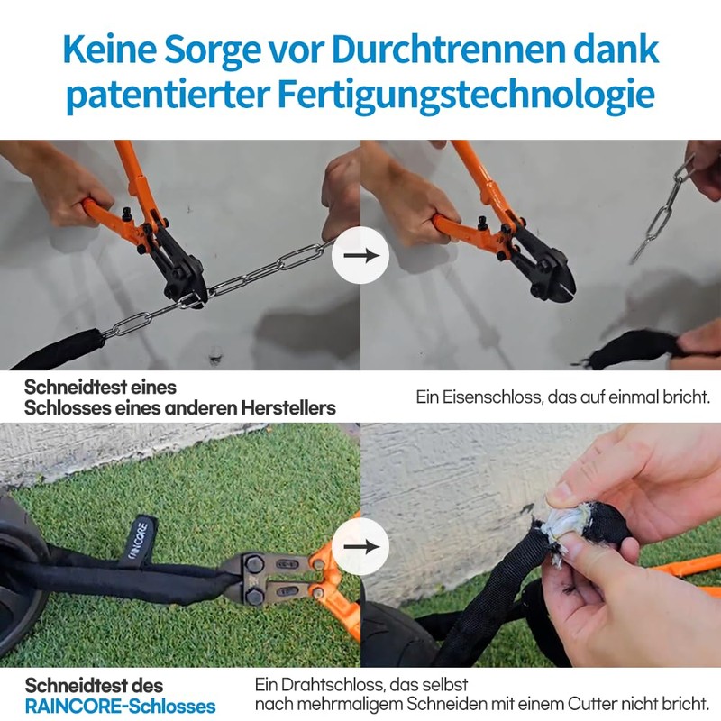 RAINCORE Lightweight Bicycle Lock Lock (2 Keys) Anti-Theft - 100cm